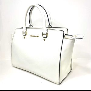Michael Kors white/gold Salma Large Bag